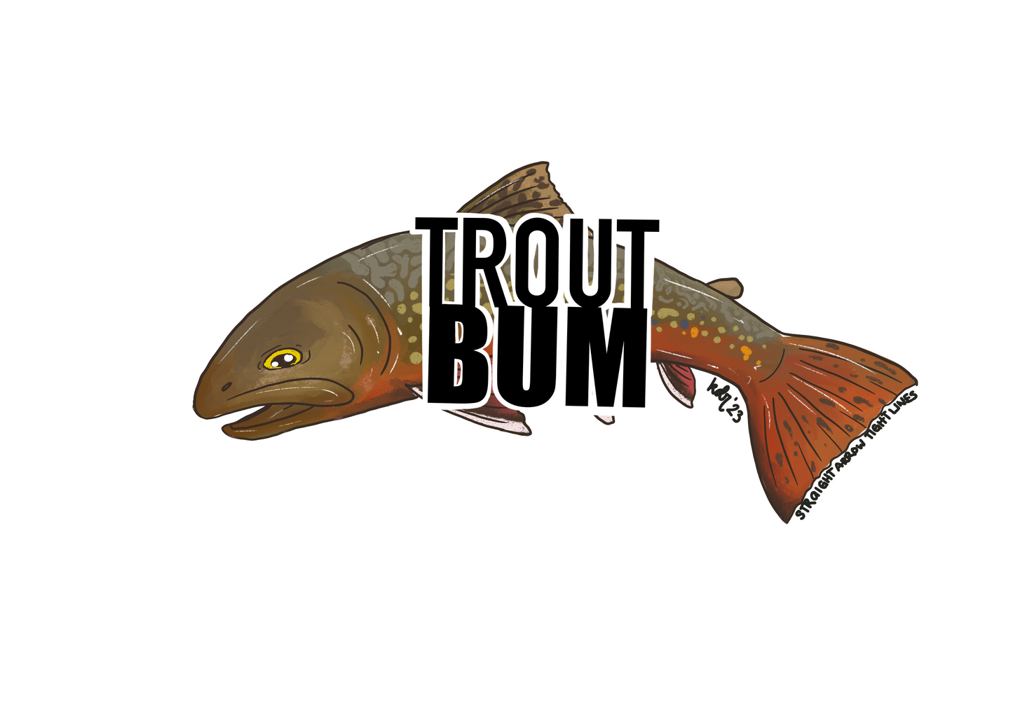 TROUT BUM Sticker - Brook trout - 4"x2"