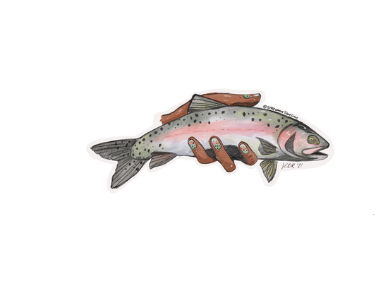 Hand Trout Sticker - 5"x2"