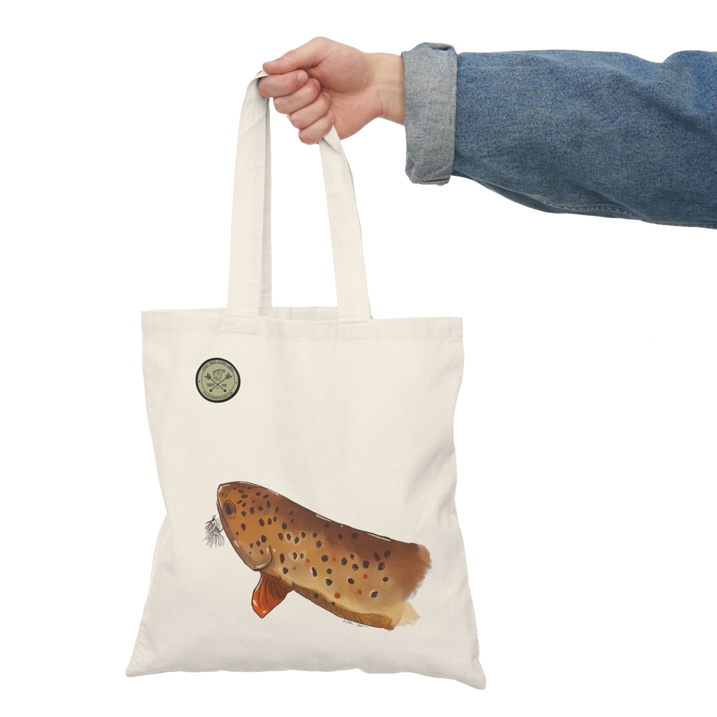 Brown trout, Natural Tote Bag, grocery bag